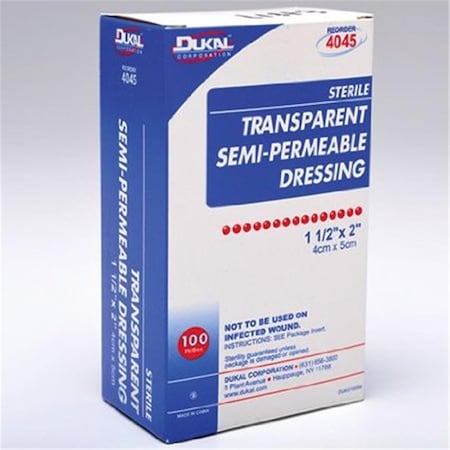Dukal Dukal Transparent Semi-Permeable 4 x 4-3/4 Sterile Dressing - 50 Count 4112